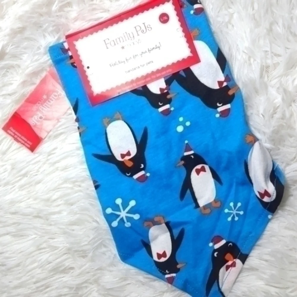 Macys Family PJ's Holiday Penguins Pet Bandana